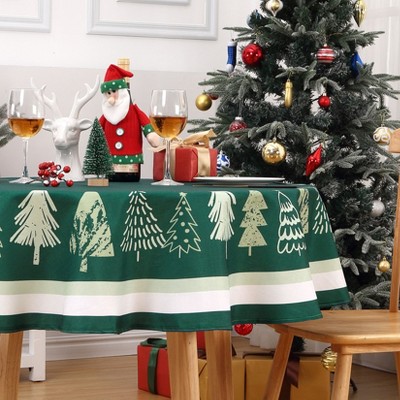 Green Christmas Table Cloth Washable Xmas Decorative Table Cover for Holiday Party Indoor Outdoor
