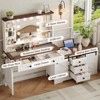 Makeup Vanity Desk with Lighted Mirror, Glass Top, Drawers & Cabinets, 74"W Large White Vanity - 3 of 4