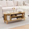 Hyleory 43.3" Coffee Table with Sliding Door, Modern Center Table Storage Shelf, Coffee Table Converts to Dining Table for Living Room, Office - 3 of 4
