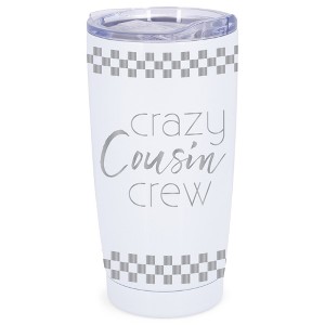 Elanze Designs Crazy Cousin Crew Family Checkerboard Wrap-Around Design 20 Ounce Stainless Steel On-The-Go Coffee Mug, Thermal Travel Tumbler with - 1 of 4