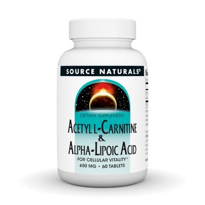 Acetyl L-Carnitine & Alpha-Lipoic Acid 650MG by Source Naturals, Inc.  -  60 Tablet