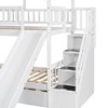 NicBex Twin over Twin Bunk Bed with Storage Stair Classic House Shape Triple Bed Frame Loft Bed with Guardrails, Slide and Scroll Wheels - 4 of 4