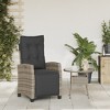 vidaXL Reclining Patio Chair with Footrest Gray Poly Rattan - 3 of 4