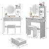 FONTOI 31.5"W Makeup Vanity Table with 17" Round Mirror Cushioned Stool and High Capacity Storage for Bedroom Dressing Room, Black/White - 3 of 4