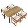 Coolbibila Modern 5 Piece Outdoor Patio Dining Set,Wooden Outdoor Rectangular Patio Garden Table for 4 and Fabric Upholstered Chair - 2 of 4