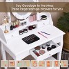 Tangkula Mirrored Vanity Table Set Lighted Makeup Dresser w/ Drawers - 4 of 4