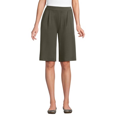 Lands' End Women's Knit High Rise Pleated 12" Bermuda Shorts