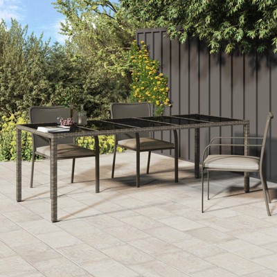 vidaXL Garden Dining Table Brown 98.4x39.4x29.5 in Poly Rattan