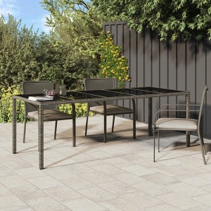 vidaXL Garden Dining Table Brown 98.4x39.4x29.5 in Poly Rattan - 1 of 4