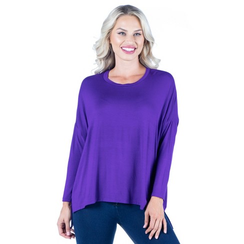 24seven Comfort Apparel Women's Oversized L/s Dolman Top-purple-m : Target