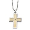 Chisel Stainless Steel Polished with 18k Gold Accent Diamond Accent Cross Pendant Necklace 24" Ball Chain - 2 of 4