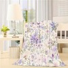Lomsoe Purple Floral Print Flannel Blanket - All Seasons Soft and Warm Throw Blanket for Napping, Camping, Travel, Office - 2 of 4