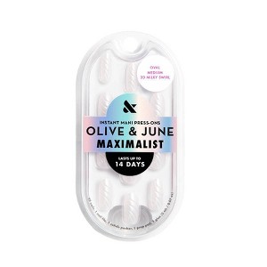 Olive & June Press-On Fake Nails - Maximalist - M Oval - 3D Milky Swirl - 42ct - 1 of 4