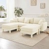 U-Shape Sectional Sofa with Ottomans, Boucle 3-Seater Sofa with Armrests and Cylindrical Legs, Fabric Couch with Cushion-Coolbibila - 2 of 4