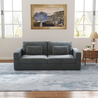 NicBex Oversized Upholstered Loveseat Sofa with Detachable Cover & Pillows,3-Seater Futon Couch Sofa for Living Room,Bedroom,Gray