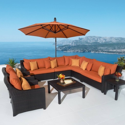 Deco 9pc Sectional And Club Set With Umbrella Orange Rst Brands Target