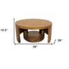 HomeRoots Set of Two Walnut Solid Wood Round Distressed Solid Nested Coffee Tables - 3 of 4