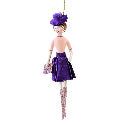Italian Ornaments 7.0 Inch Cassidy In Purple And Pink 1960 Fashionista Chic Tree Ornaments