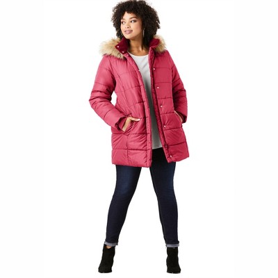 Roaman's Women's Plus Size Classic Length Quilted Puffer Jacket