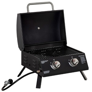 Kumasinova 2-Burner Propane Gas Grill with Foldable Legs,Portable Tabletop BBQ Grills with Built-In Thermometer for Camping&Picnic,Black - 1 of 4