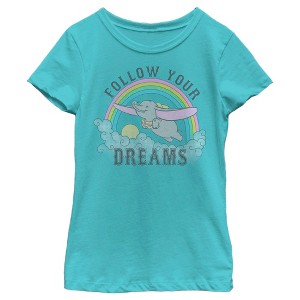 Girl's Dumbo Over the Rainbow T-Shirt - 1 of 4