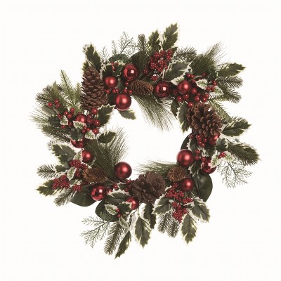 Transpac Artificial Multicolor Christmas Fa La La Wreath