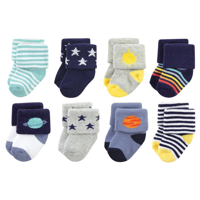 Hudson Baby Infant Boy Cotton Rich Newborn and Terry Socks, Solar System, 1 of 7