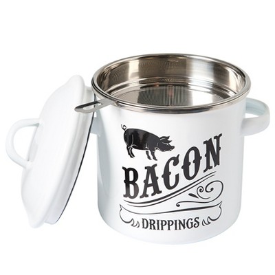 The Lakeside Collection Bacon Grease Container With Strainer Farmhouse Decor Kitchen Fat Storage