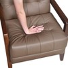 PAGED Leather Upholstered Accent Chair with Solid Wood Arms and Legs,Modern Arm Chairs for Bedroom,Reading Room,Beige - 3 of 4
