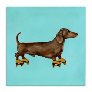 Stupell Industries Funny Dachshund On Roller Skates, 17" x 17" - 1 of 4