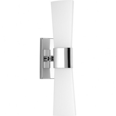 Progress Lighting Zura 2-Light Bath Vanity Fixture, Polished Chrome, Etched Opal Glass