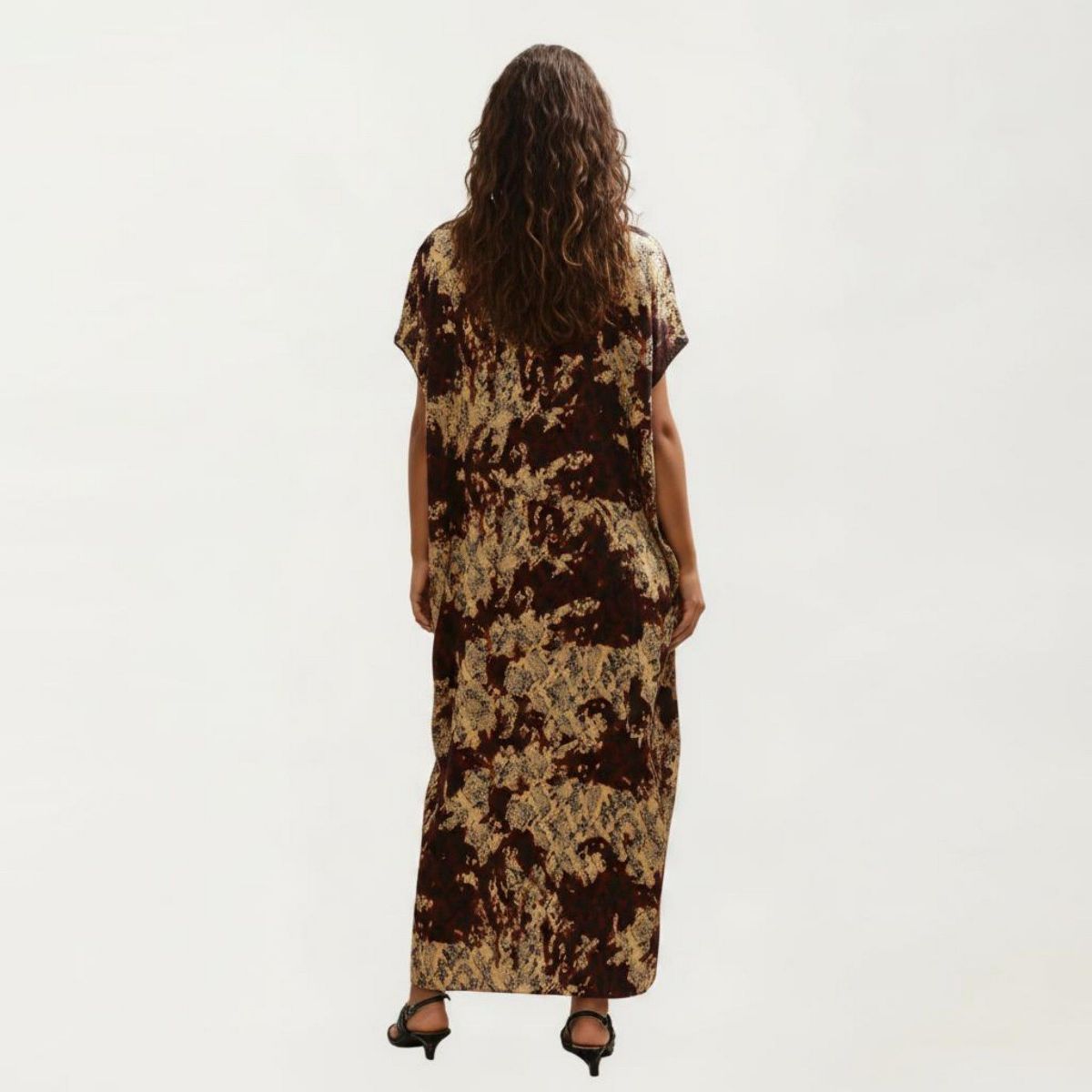 Anna-Kaci Women's Abstract Print Maxi Kaftan Dress with Contrast Trim and Relaxed Flowy Silhouette - thumbnail 3