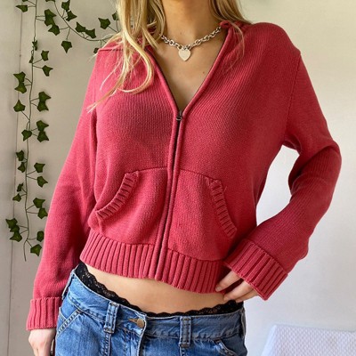 Clearlove Women's Zip Up Hoodies Cropped Jacket Hooded  Casual Long Sleeve Top