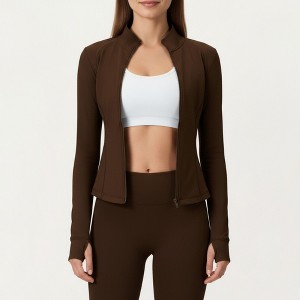 Anna-Kaci Active Women's Long Sleeve Active Jacket with Front Zip Closure Smooth Stretch Fabric and Contoured Seam Detailing - 1 of 4