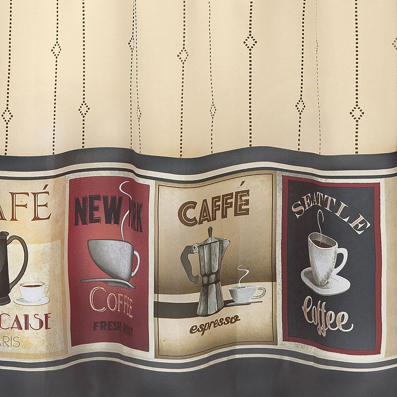 Kate Aurora Complete 3 Piece Seattle Coffee Shoppe Retro Cafe Rod Pocket Kitchen Curtain Tier & Valance Set, 5 of 7