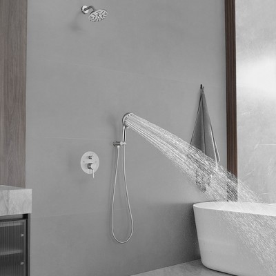 Brushed Nickel Dual Function Rain Shower Faucet with Handheld