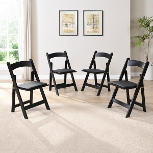 VASIP Set of 4 Upholstered Folding Chair, Solid Wood Frame, Ergonomically Designed Back and Cushion for Kitchen, Restaurant - 1 of 4