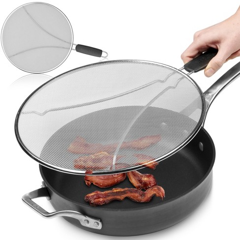 Grease Splatter Screen for Frying Pan 15 - Stops 99% of Hot Oil Splash -  Protects Skin from Burns - Splatter Guard for Cooking - Iron Skillet Lid  Keeps Kitchen Clean - Stainless Steel (15 inch) 