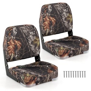 Costway 2-Pack Folding Boat Seats with Thick Sponge Padding Fixing Bolts Hinges Blue/Gray/Camouflage - 1 of 4