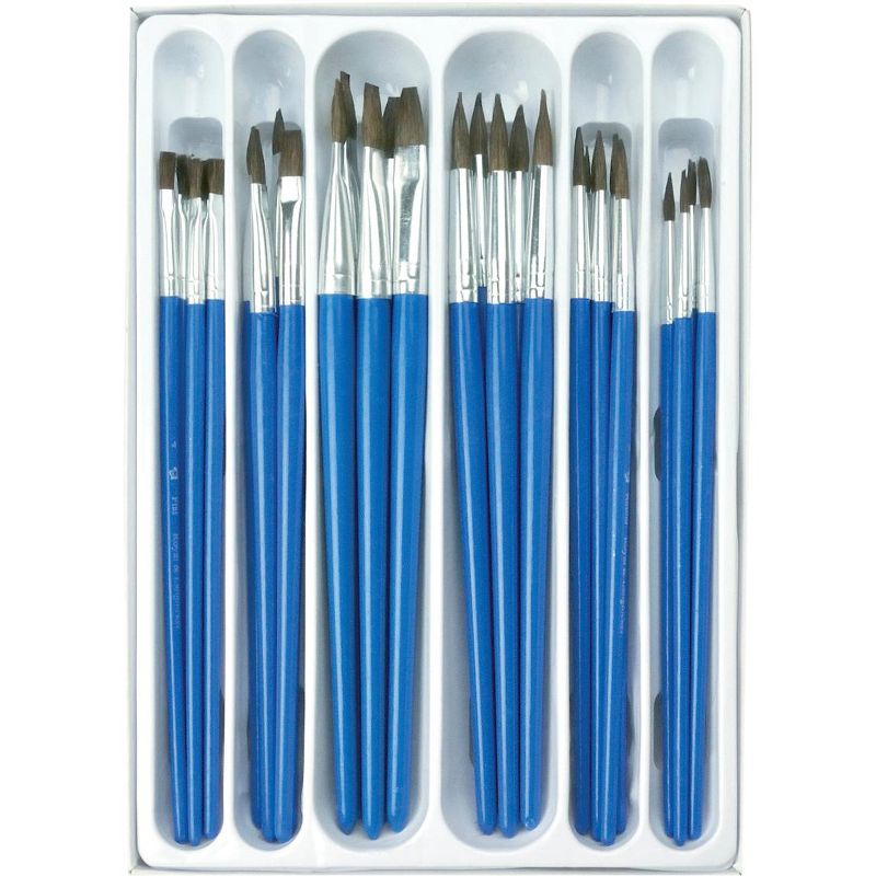 Royal & Langnickel Natural Brushes Classroom Value Pack, Assorted Size, Set of 30, 2 of 3