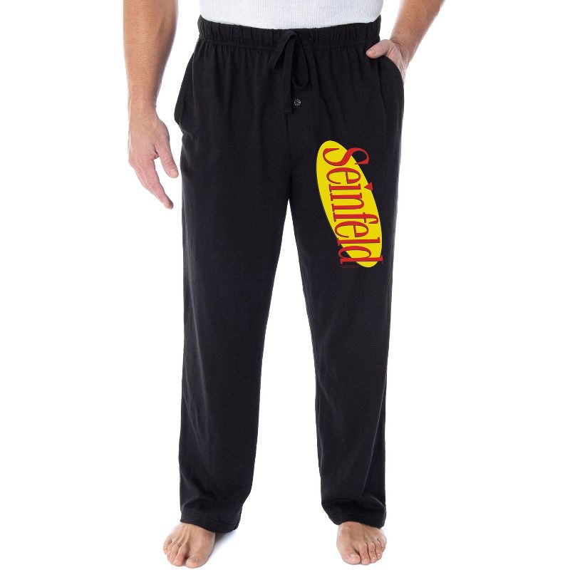 Seinfeld TV Series Men's Classic Logo Loungewear Sleep Pants Pajama Pants Black, 1 of 4