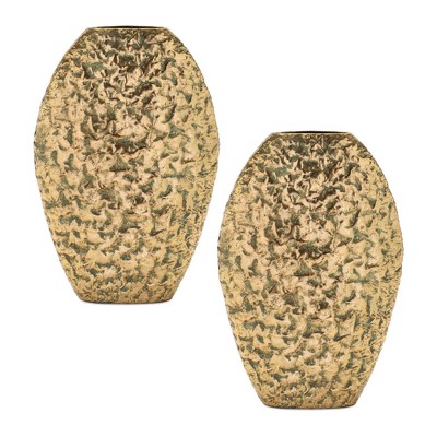 Distressed Flat Metal Vase (Set of 2)