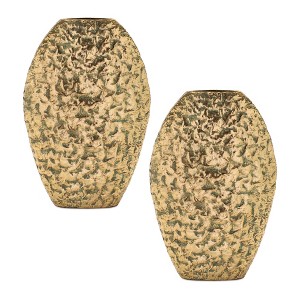 Distressed Flat Metal Vase (Set of 2) - 1 of 3