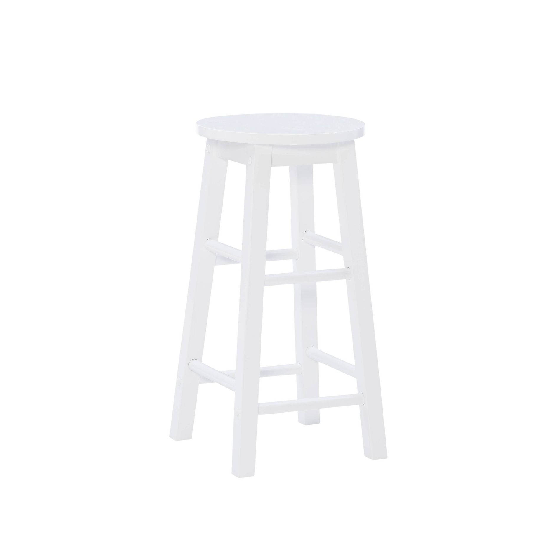 Linon 24" Killian Circle Seat Counter Height Barstool White: Rubberwood Frame, Footrest, Nautical Style