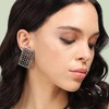 SOHI Women's Chrome Silver Intricate Square Drop Earrings - 3 of 4