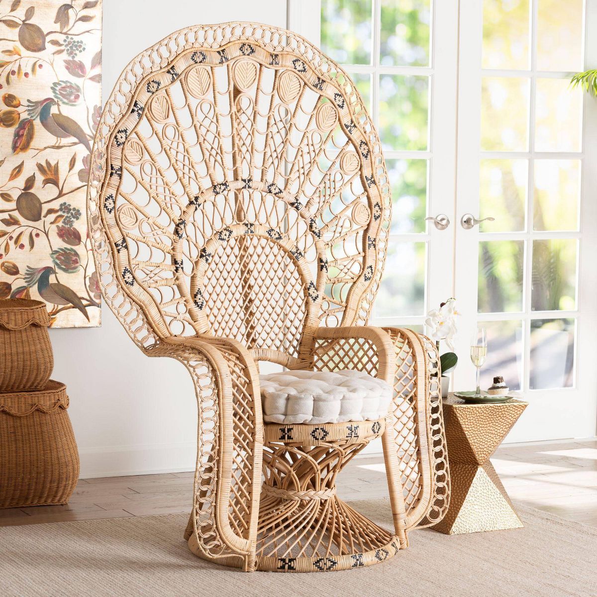 bali & pari Nafisa Natural Rattan Peacock Chair Natural Brown - thumbnail 10
