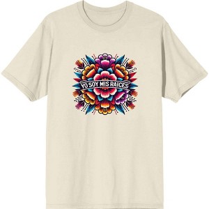 Yo Soy Mis Raices Floral Art Adult Crew Neck Short Sleeve Tee - 1 of 2