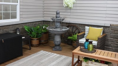 50" Dusty Gray Fiberglass Reinforced Concrete 2-Tier Outdoor Water Fountain