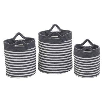 Household Essentials Set of 3 Cotton Striped Baskets