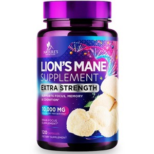 Lions Mane Mushroom Supplement - Brain Supplement Support - Mushroom Supplement for Focus, Memory, Cognition, Immune Support - 120 Capsules - 1 of 4